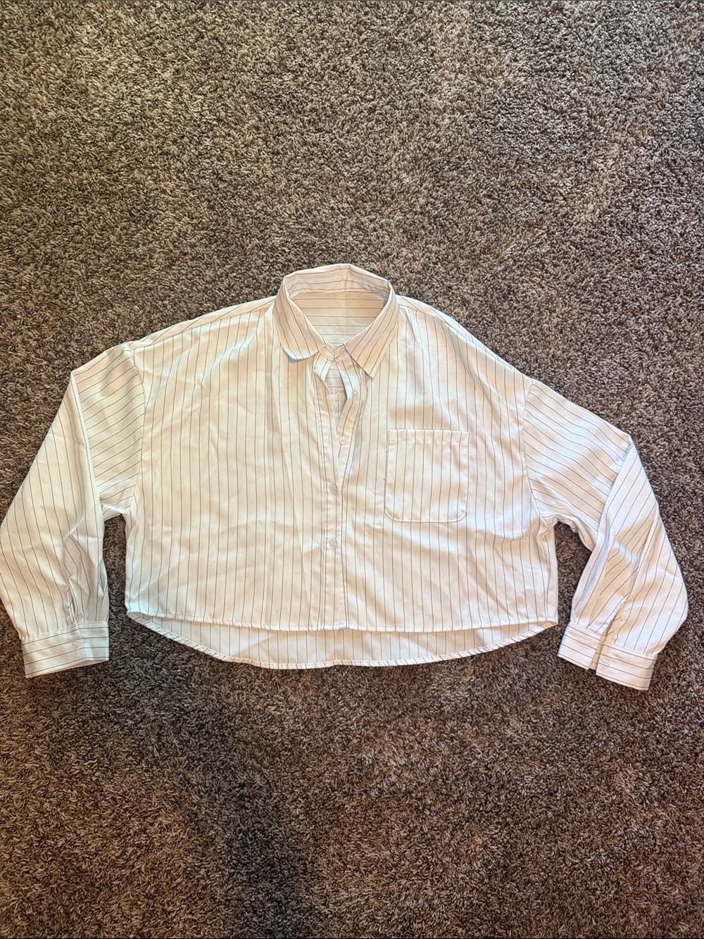 Cropped striped button down top